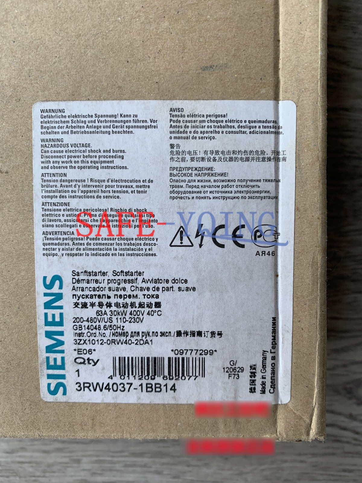 1PCS NEW Siemens 3RW4037-1BB14 3RW40371BB14 3RW4 037-1BB14 soft starter