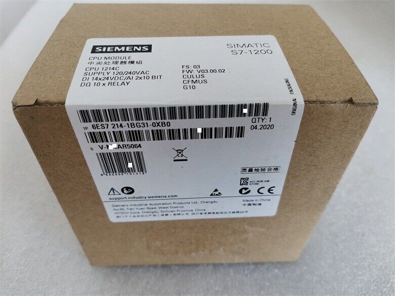 6ES7 214-1BG31-0XB0 NEW SIEMENS 6ES7214-1BG31-0XB0 S7-1200 Compact CPU 1214C