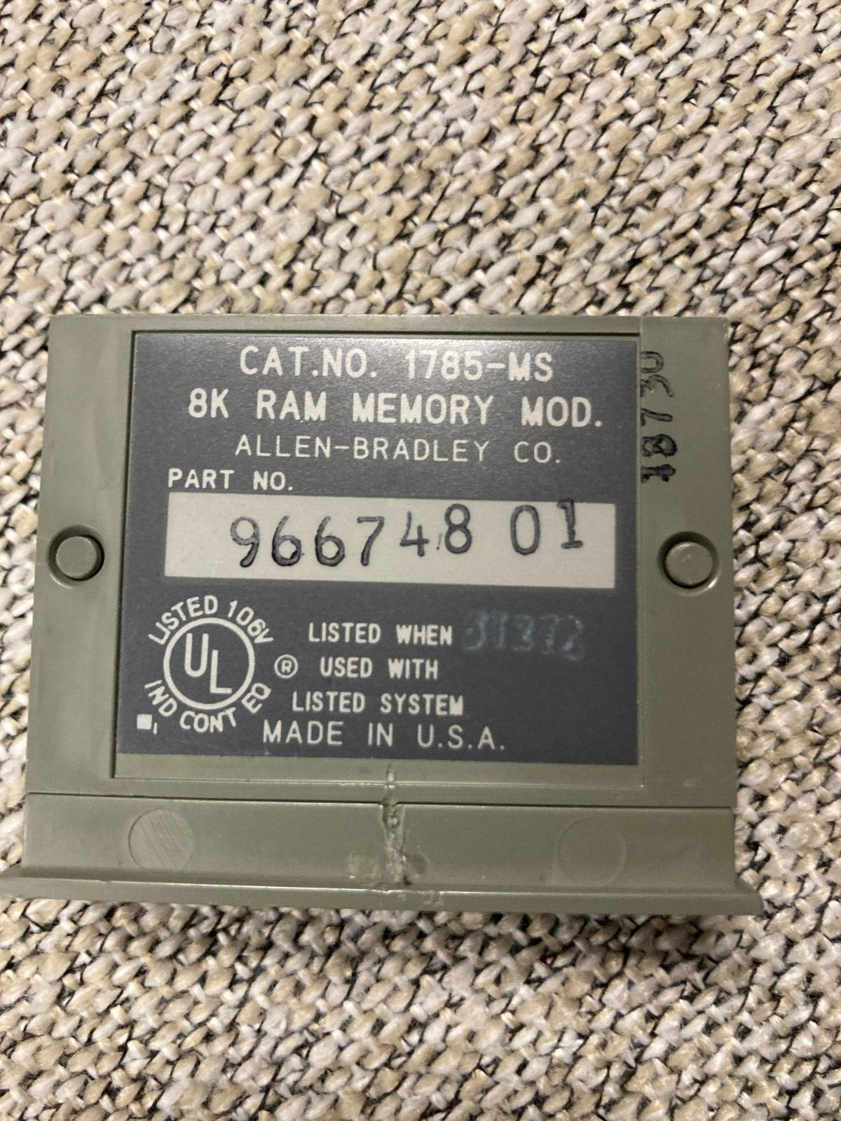 Allen-Bradley, 1785-MS, PLC-5/15 Memory Module for Series B, 8K Ram