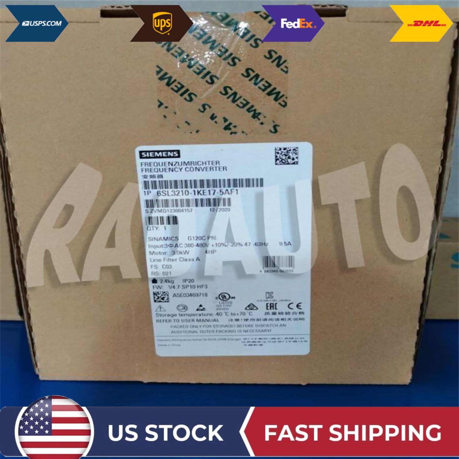 New Siemens 6SL3210-1KE17-5AF1 G120C RATED POWER 3,0KW 6SL3 210-1KE17-5AF1