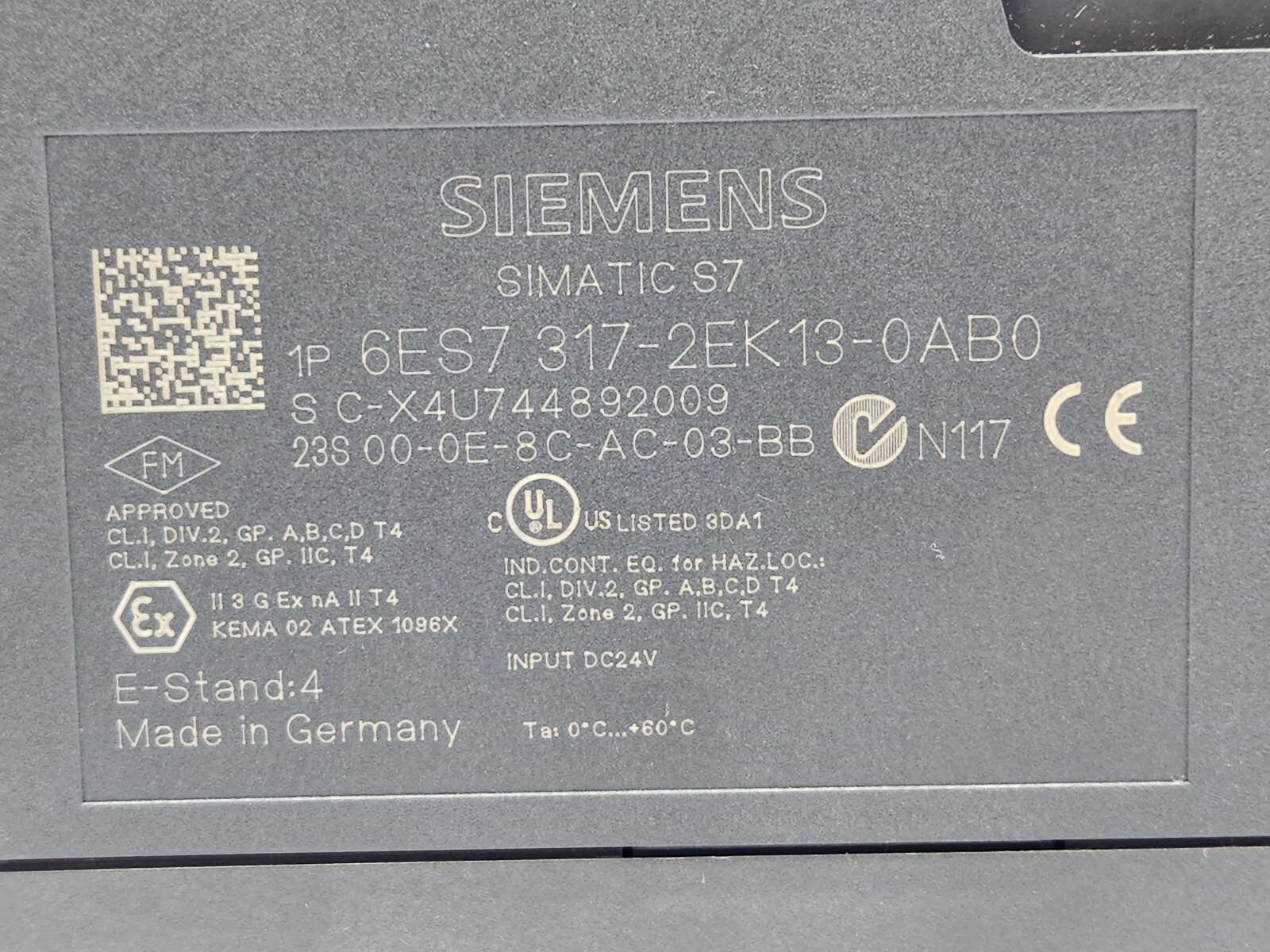SIEMENS 6ES7 317-2EK13-0AB0 CENTRAL PROCESSING UNIT SIMATIC S7-300 CPU317-2PN/DP