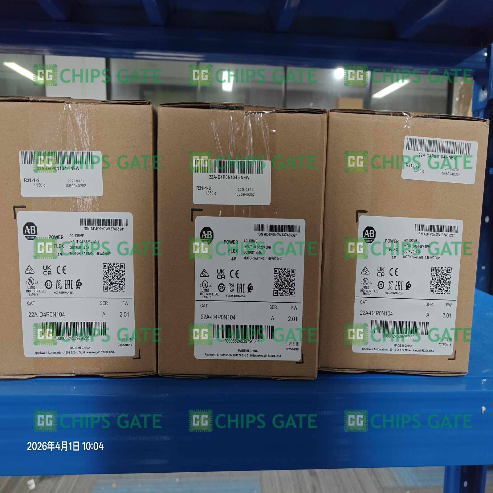 New 22A-D4P0N104 Factory Sealed 4 1.5 kW 2 HP AC Drive 22AD4P0N104