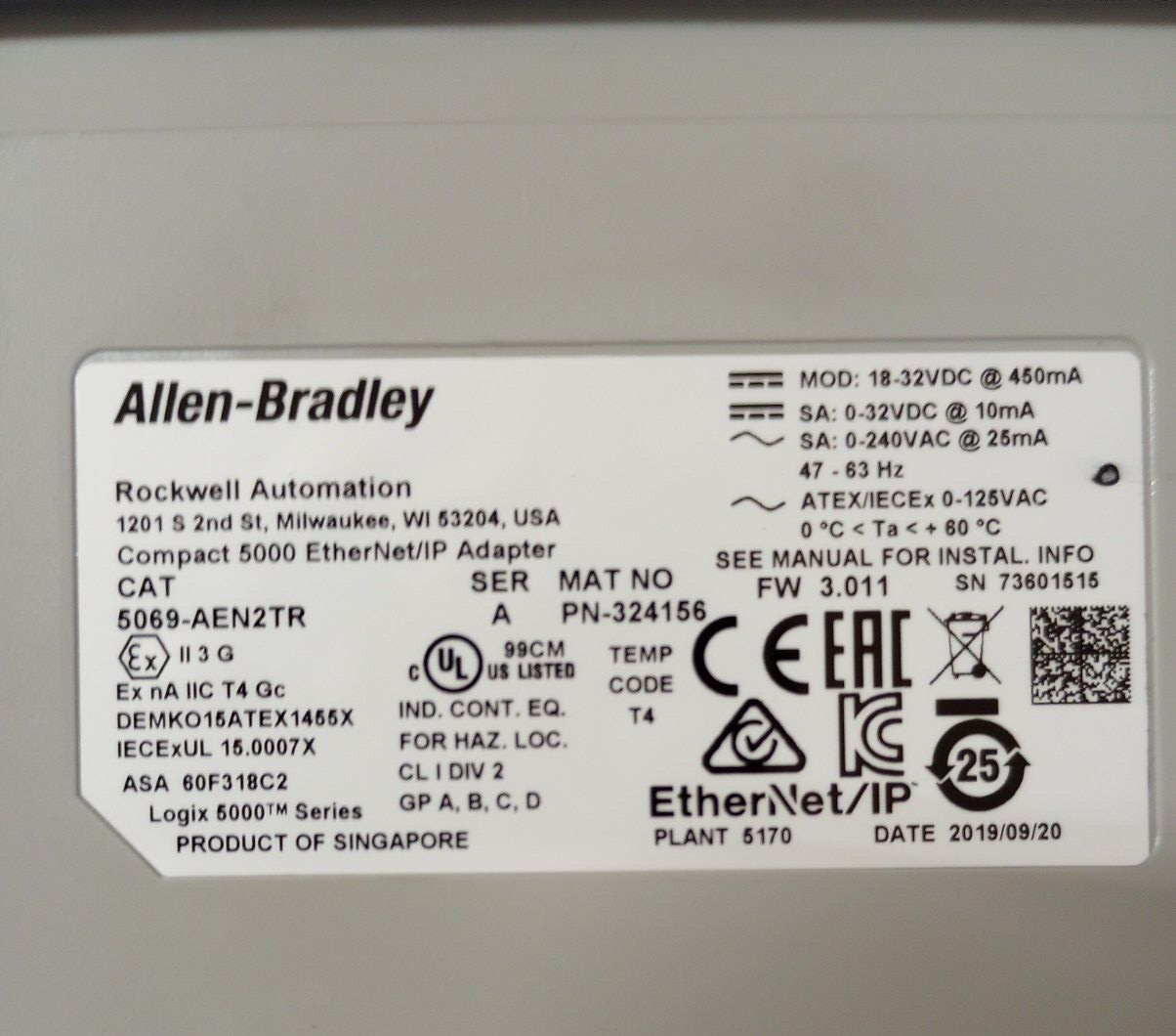5069-AEN2TR Allen-Bradley Compactlogix Ethernet/IP Adapter 2019/20