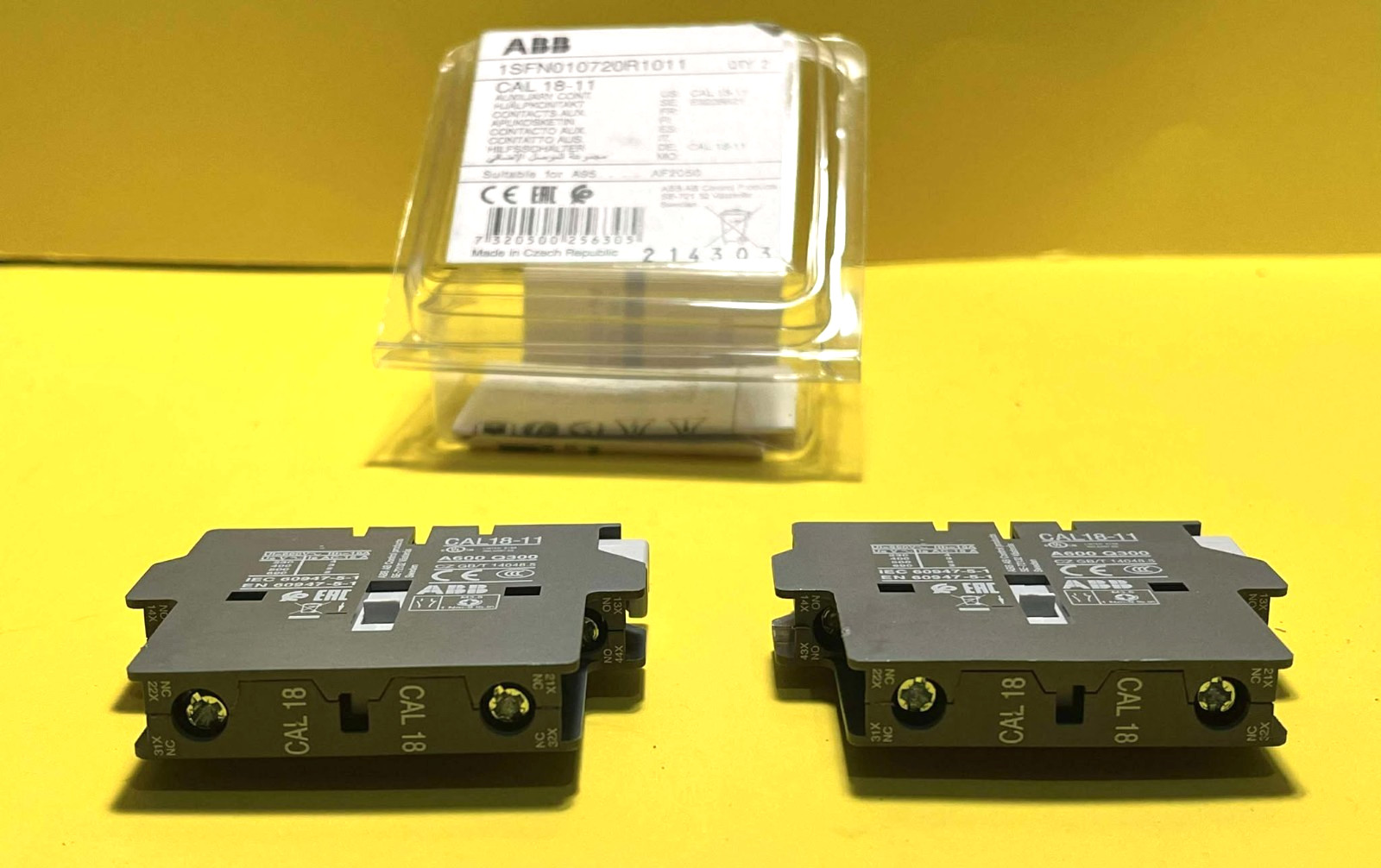 ⚡BRAND NEW⚡LOT 2x ABB 1SFN010720R1011 CAL 18-11 2-POLE AUXILIARY CONTACT BLOCK⚡
