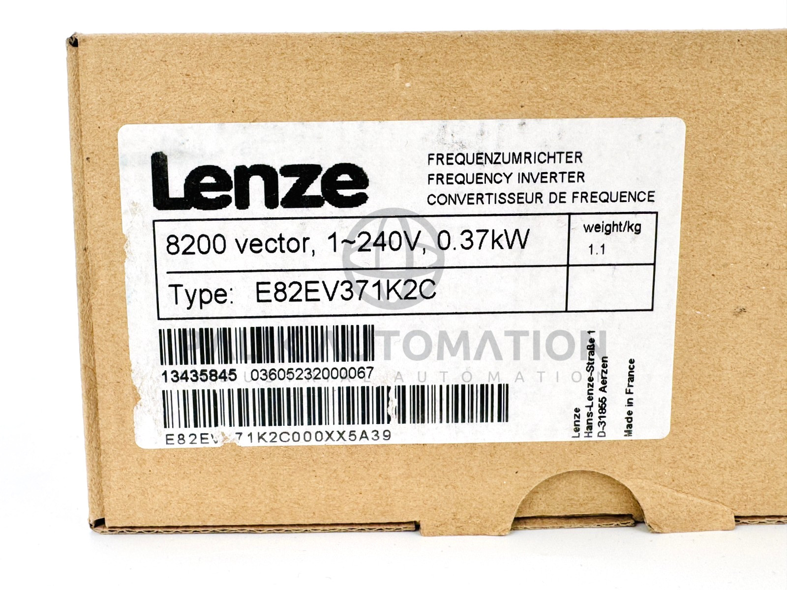 LENZE E82EV371K2C E82EV371_2C INVERTER 8200 SERIES 0.37kW 13435845 NEW