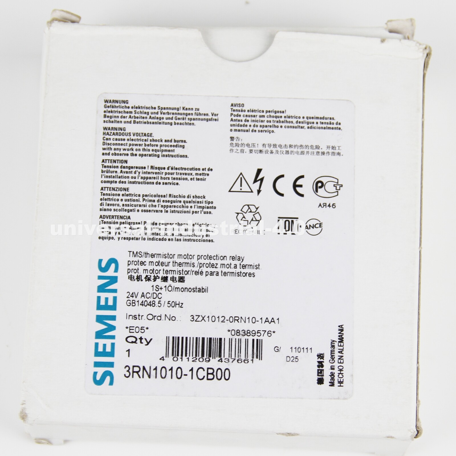 SIEMENS 3RN1010-1CB00 PLC STANDARD UNIT AUTO THERMISTOR MOTOR PROTECTION 24V NEW