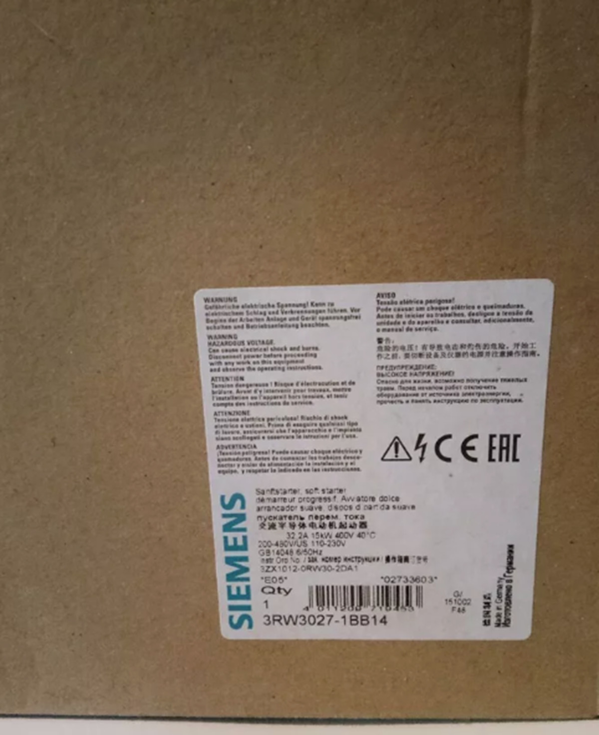 NEW Siemens soft starter 3RW3027-1BB14 3RW3 027-1BB14 3RW30271BB14