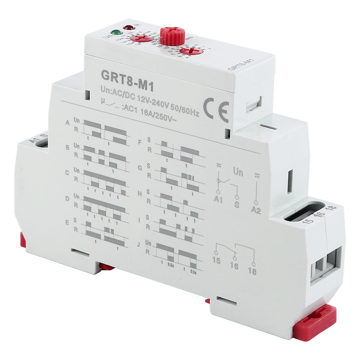 Multifunctional Delay Time Relay GRT8-M1 DIN Rail AC/DC 12V-240V 10 Functions