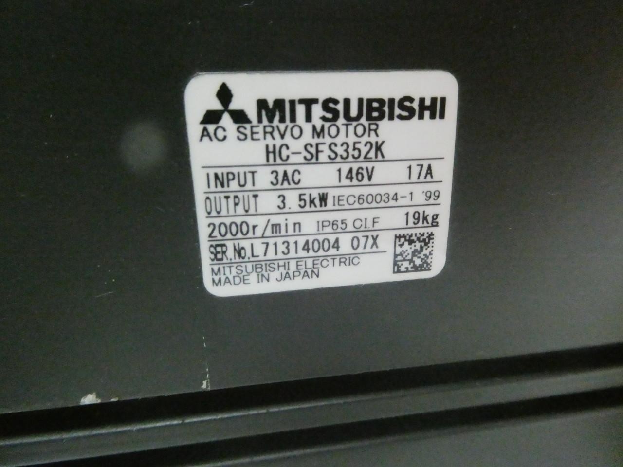 Mitsubishi HC-SFS352K Servo Motor 3ph 3.5kw 2000rpm 146v-ac