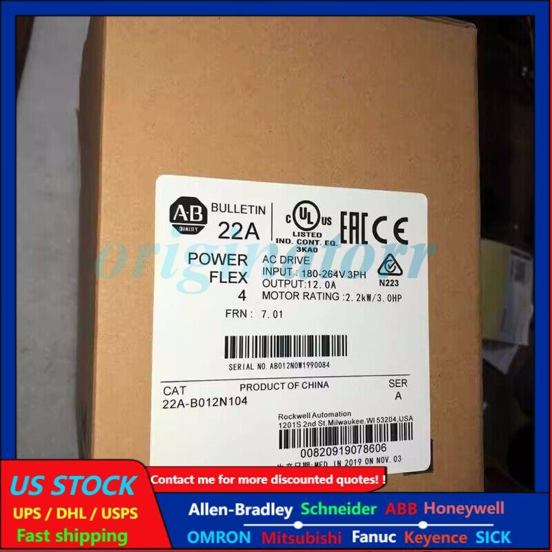 NEW Allen-Bradley 22A-B012N104 PowerFlex 4 2.2 kW 3 HP AC Drive