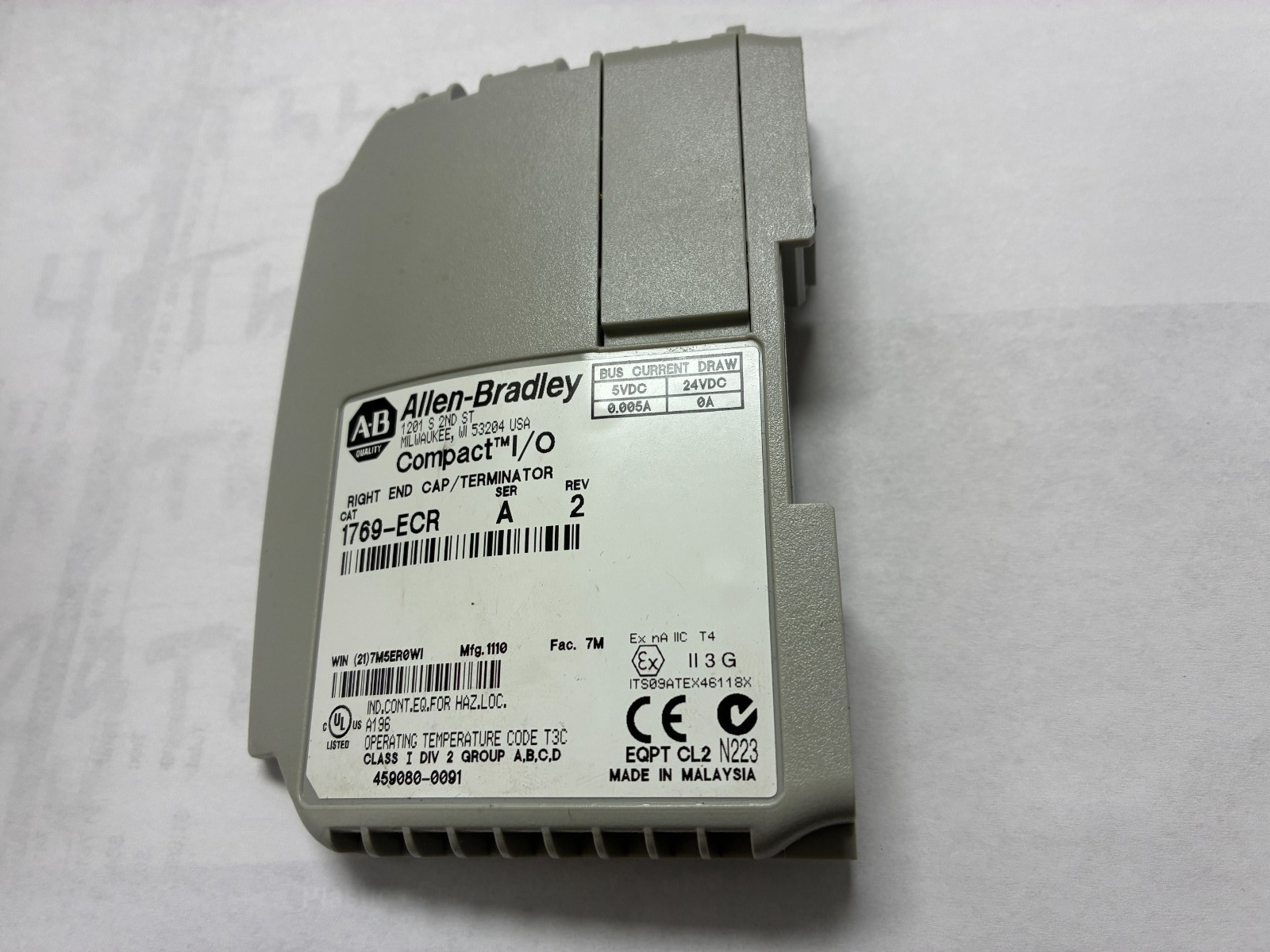Allen Bradley 1769-ECR Compact I/O PLC end cap 1769ECR S16