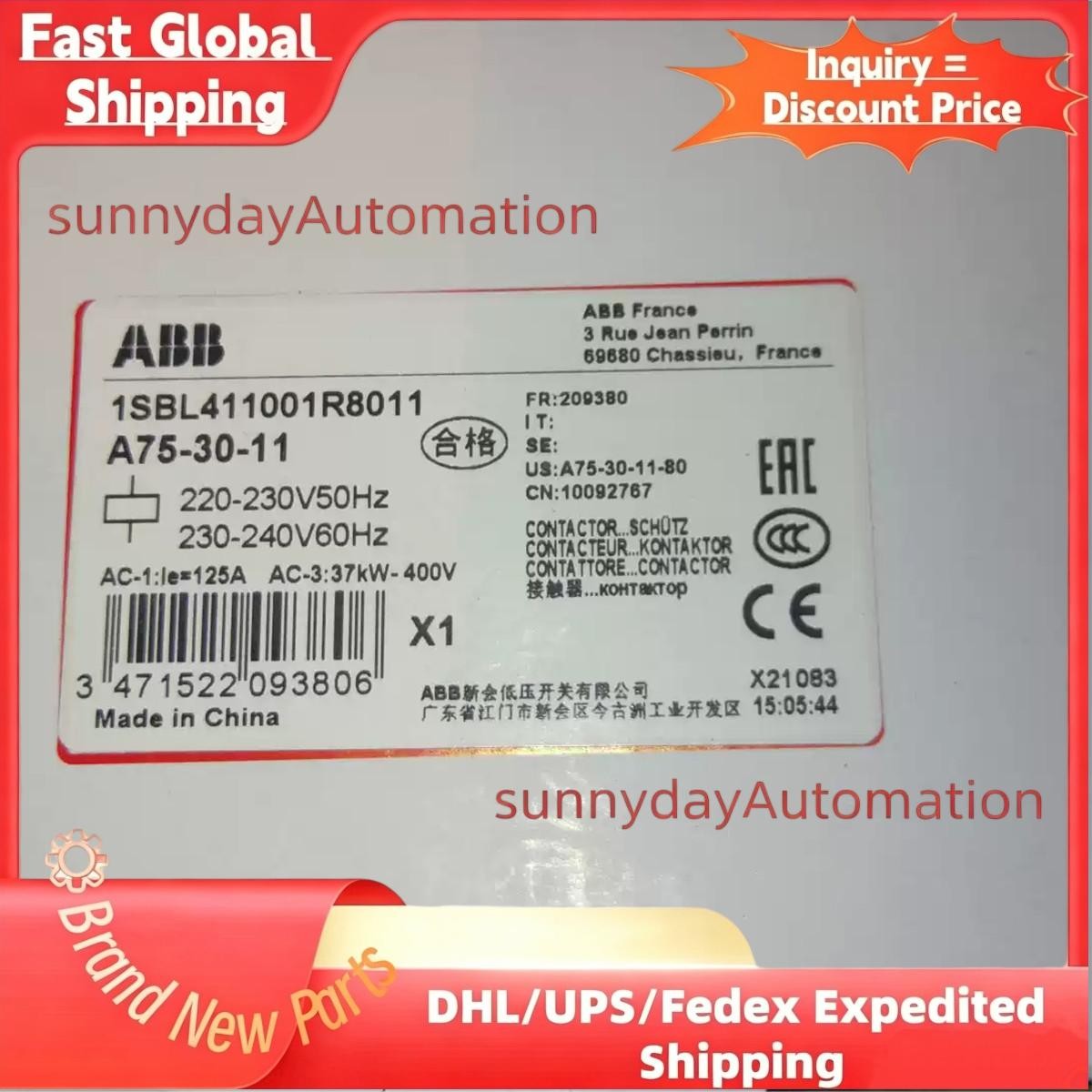 A75-30-11 1PCS NEW ABB A75-30-11 AC220V Contactor Fast Shipping
