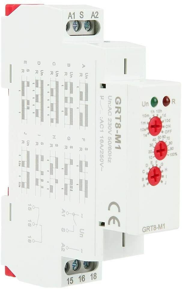 Multifunctional Delay Time Relay GRT8-M1 DIN Rail AC/DC 12V-240V 10 Functions