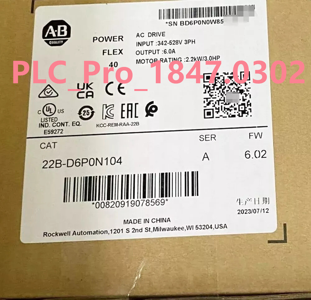 1PCS NEW Allen-Bradley 22B-D6P0N104 PowerFlex 40 2.2KW/3.0HP AC Drive Fast ship
