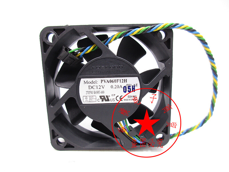 1PC FOXCONN PVA060F12H 6020 6CM 12V 0.20A 4-wire mute PWM cooling fan #