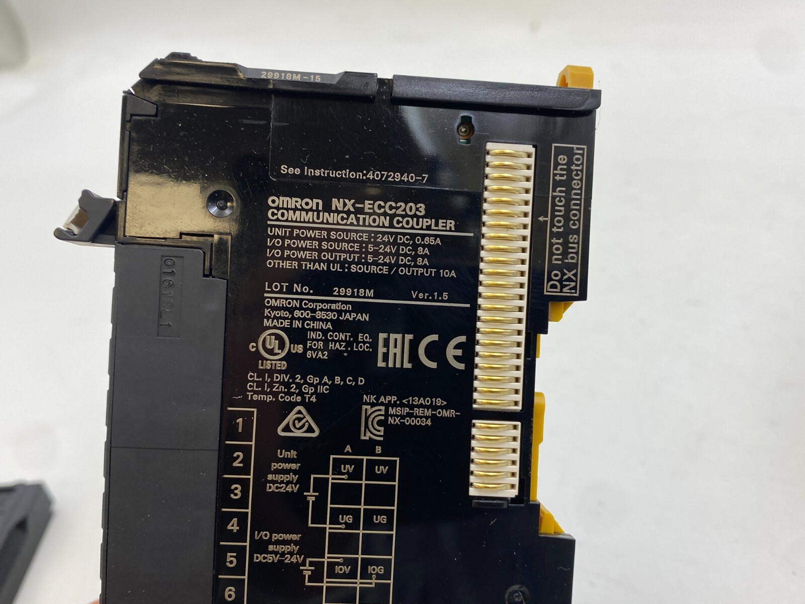 Omron NX-ECC203 EtherCat Communication Coupler 2Port 10 Amp 5-24VDC Series NX