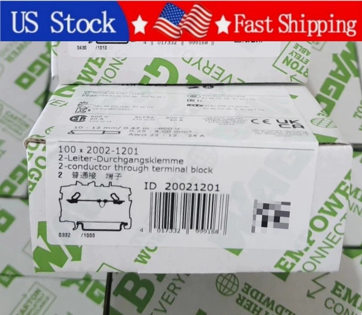 100PCS/BOX NEW WAGO 2002-1201 2-Conductor Terminal Block Fast Delivery