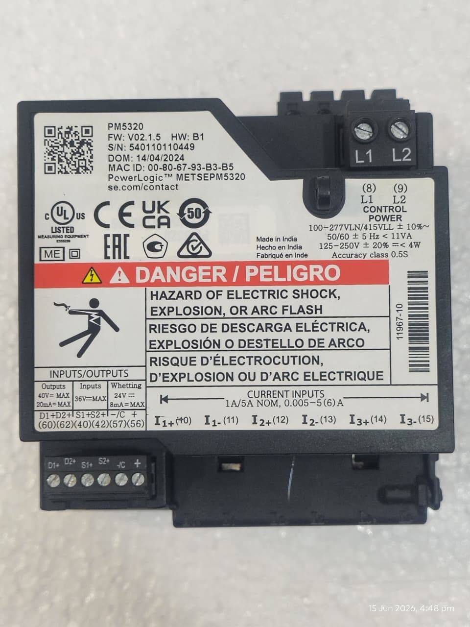 Used Schneider Electric PowerLogic PM5300 Power And Energy Meter METSEPM5320
