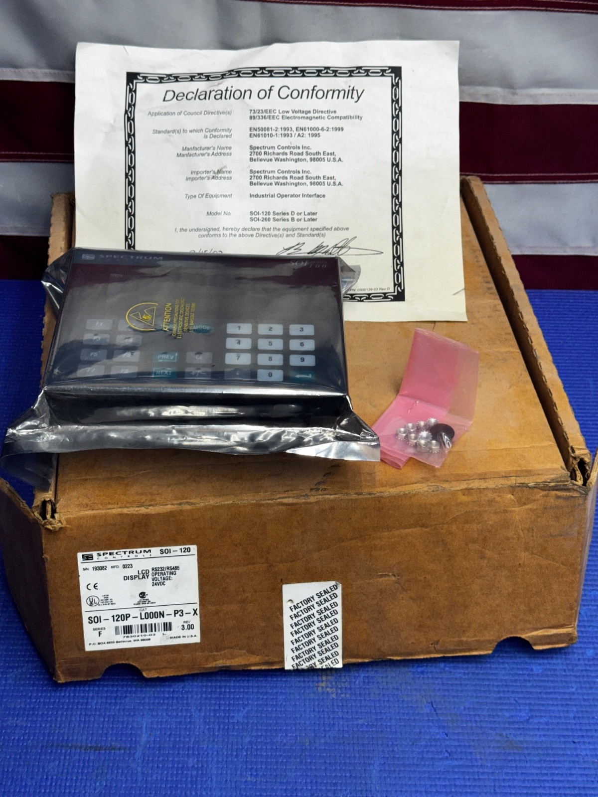 SPECTRUM SOI-120P-L000N-P3-X SER F LCD DISPLAY 7630210-03 REV 3.0