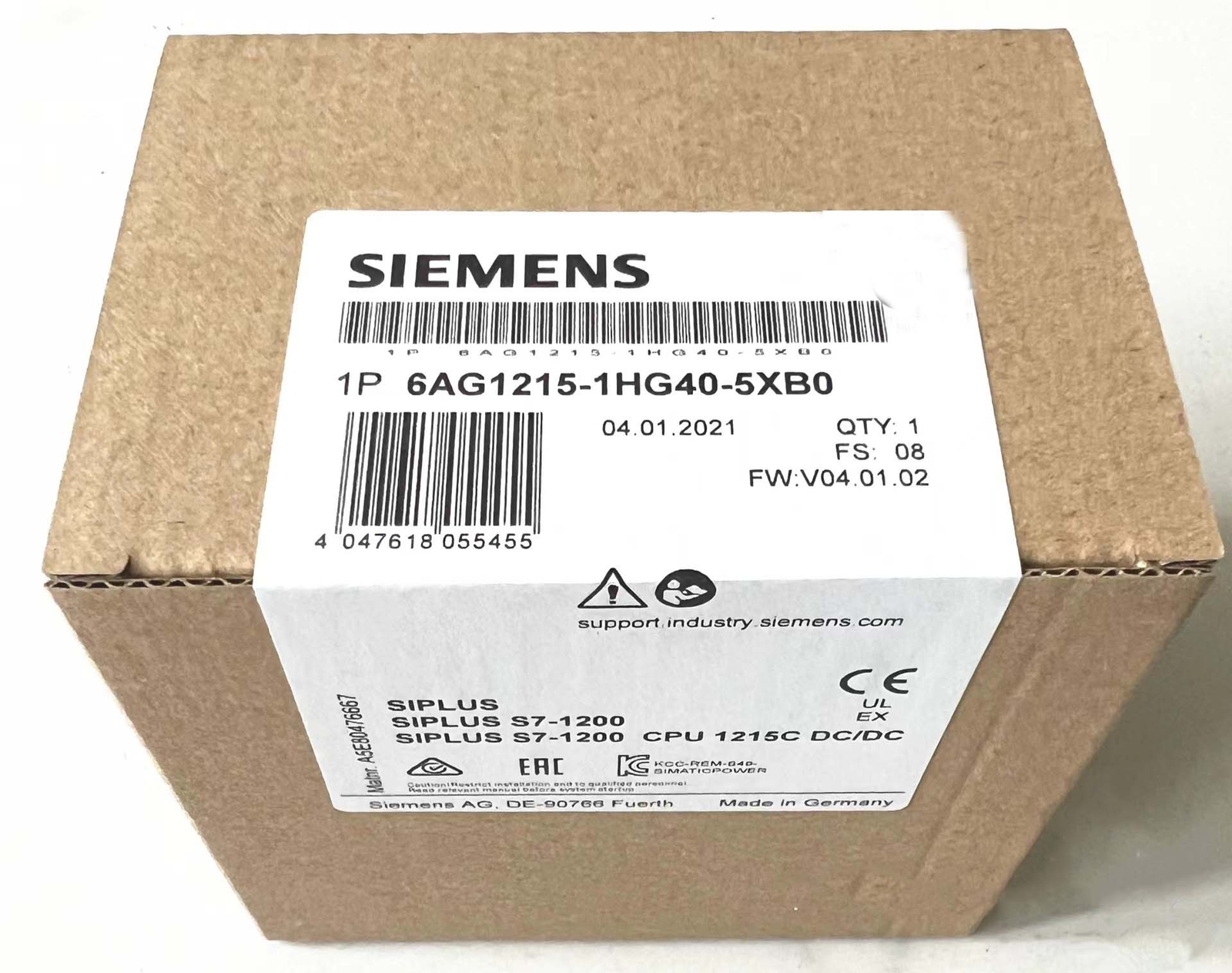 6AG1 215-1HG40-5XB0 NEW SIEMENS 6AG1215-1HG40-5XB0 S7-1200 CPU 1215C DC/DC/relay