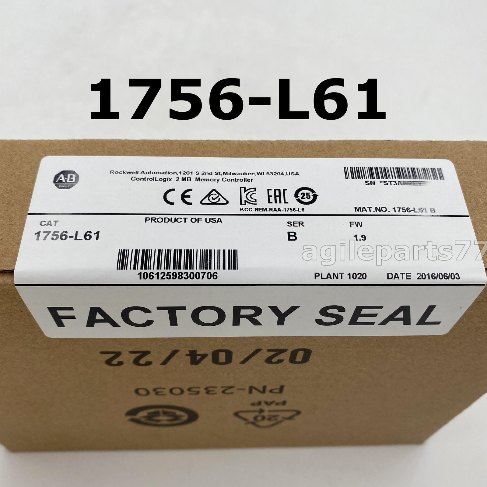 New Sealed AB 1756-L61 /B Allen-Bradley ControlLogix Logix5561 Processor 2MB TX