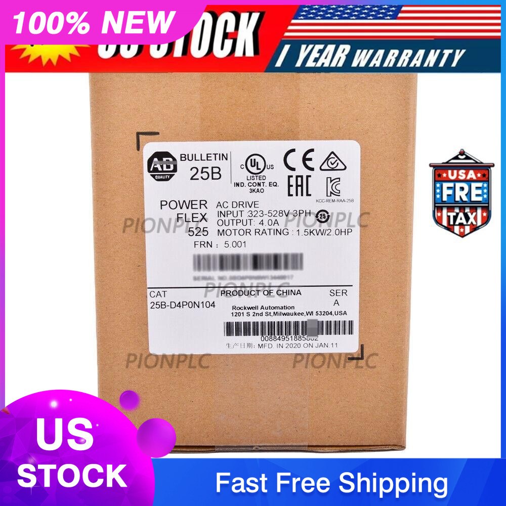 Allen-Bradley 25B-D4P0N104 NEW PowerFlex 525 1.5kW 2Hp AC Drive US Free Tax