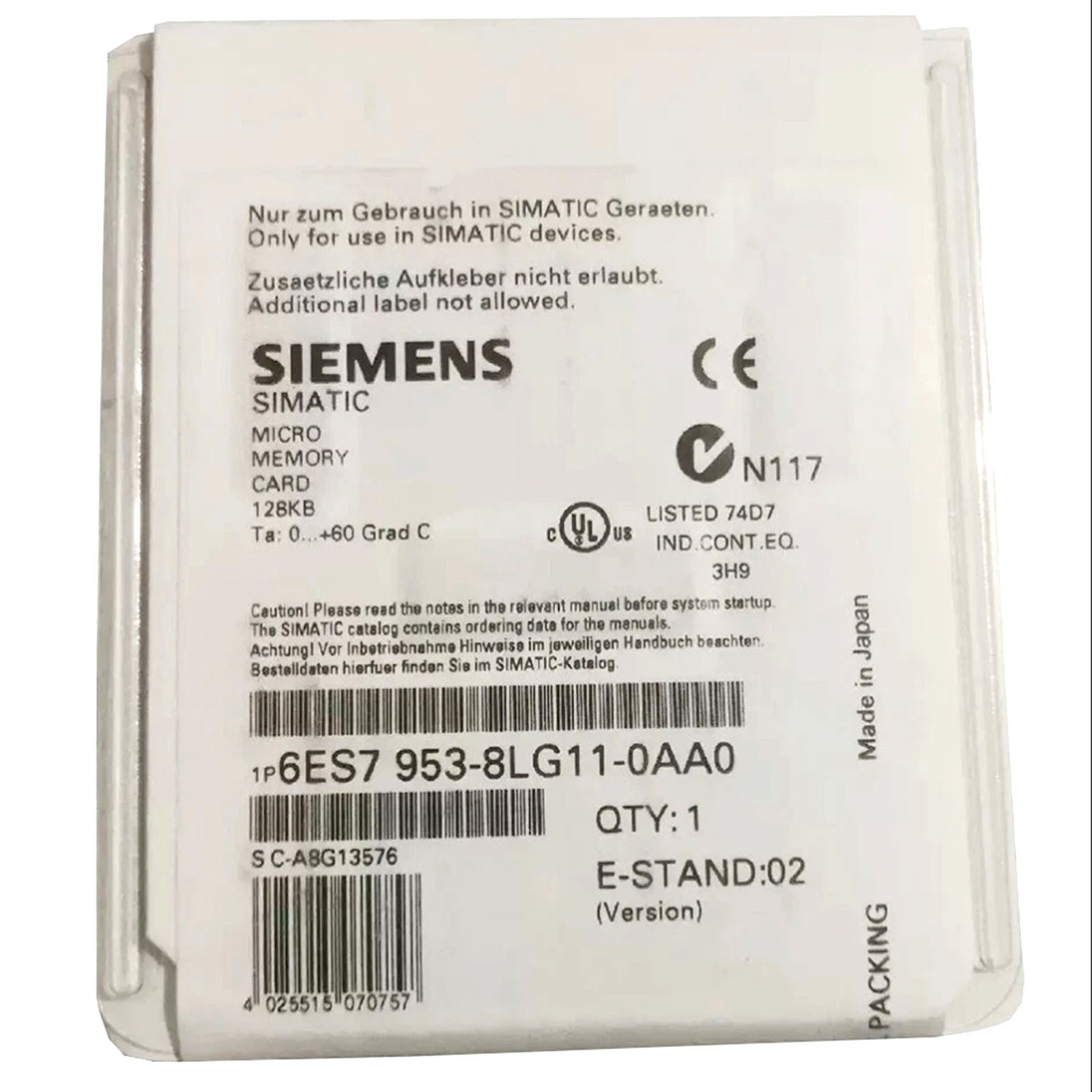 1PC New Siemens 6ES7953-8LG11-0AA0 Memory card 6ES79538LG110AA0 Free Shipping#SF