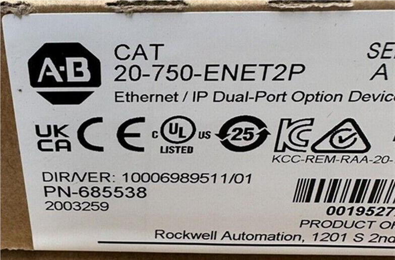 20-750-ENET2P Allen-Bradley 20750ENET2P Ethernet/IP Dual-port Option Device