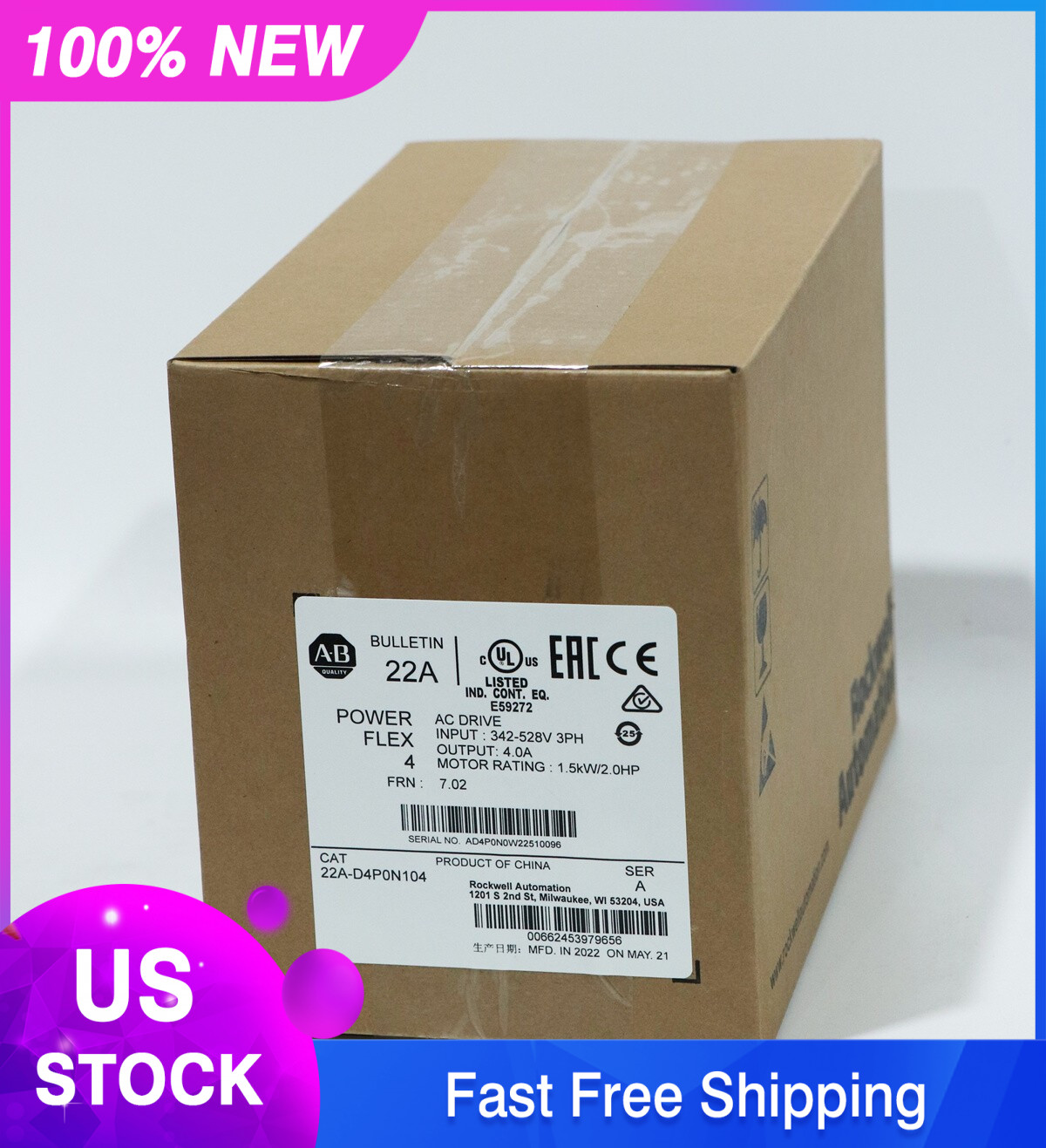 New Sealed 22A-D4P0N104/A Allen Bradley PLC AC Drive Fast Delivery