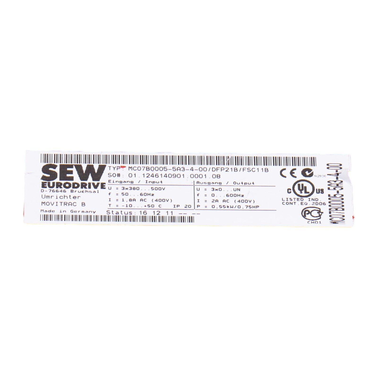 MC07B0005-5A3-4-00/DFP21B/FSC11B SEW, Frequency Inverter MOVITRAC, …………