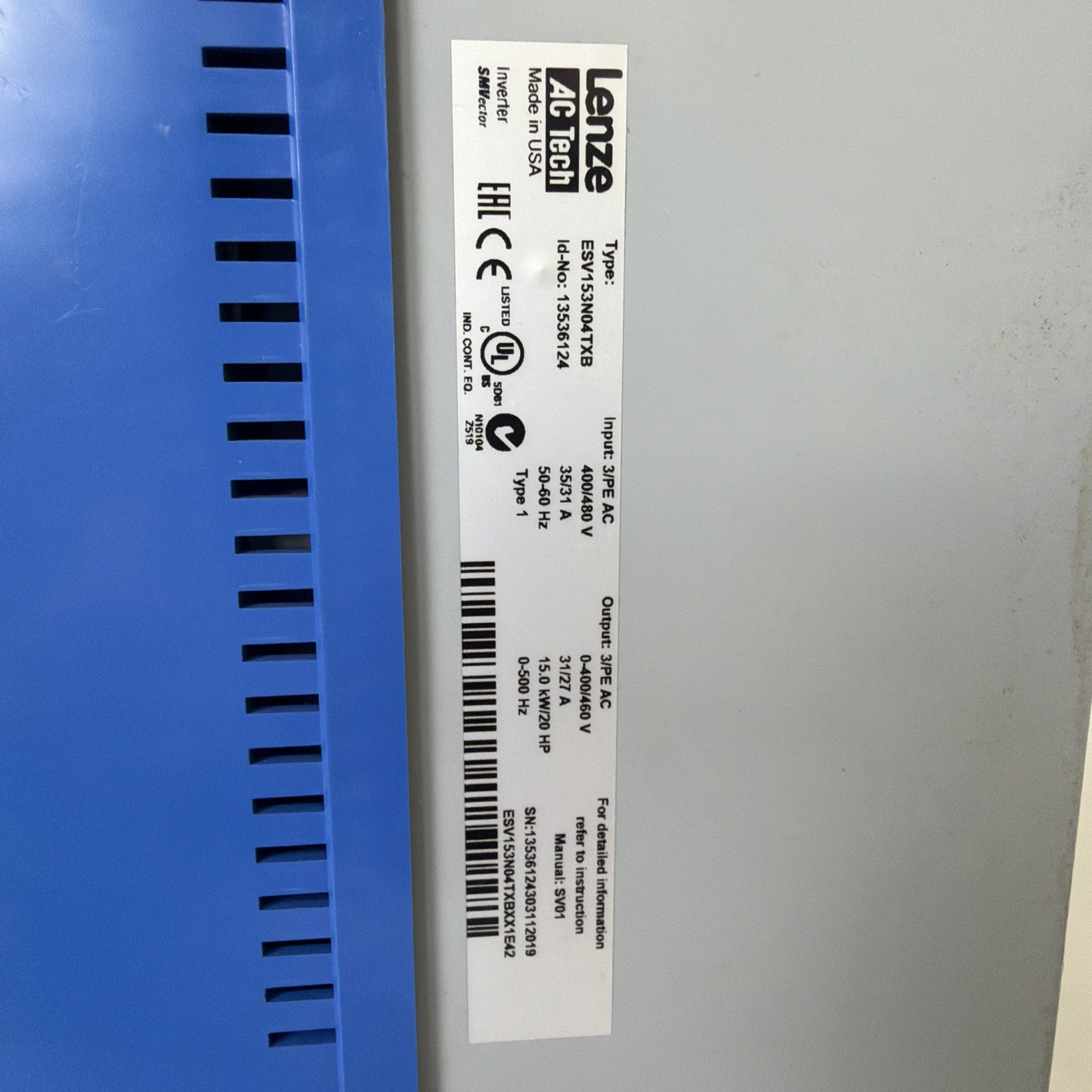 NEW LENZE ESV153N04TXB Inverter 1PC – SMVector AC Tech Inverter Open Box