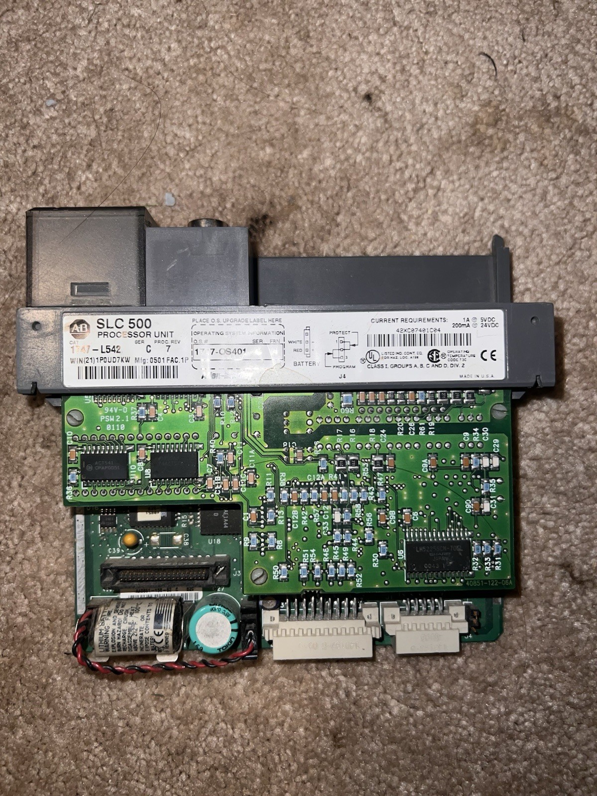 Allen Bradley AB 1747-L542 SLC 500 5/04 PLC CPU Processor Series C Rev 7