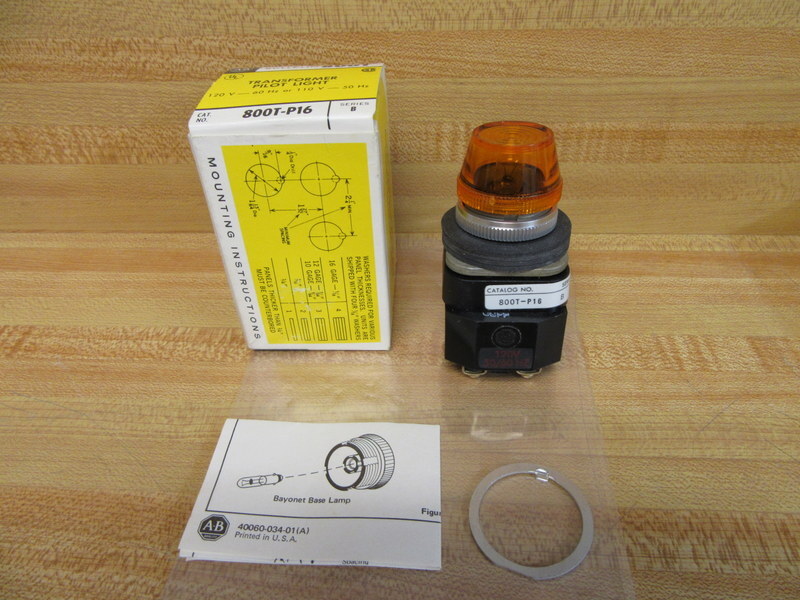 Allen Bradley 800T-P16A Amber Pilot Light 800TP16A w/40171-002-01