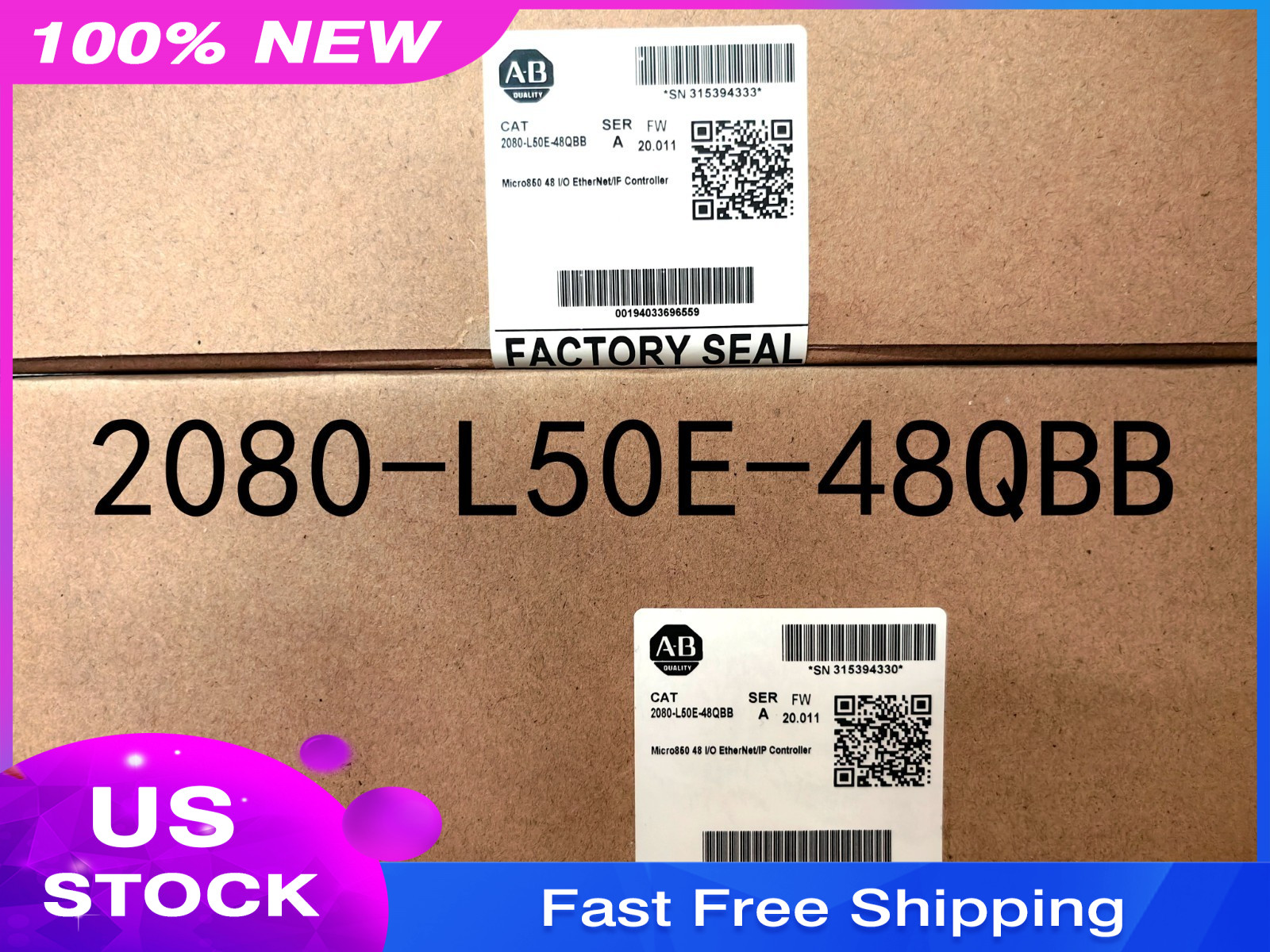New AB 2080-L50E-48QBB 2080 Micro800 System 48 I/O EtherNet/IP Controller