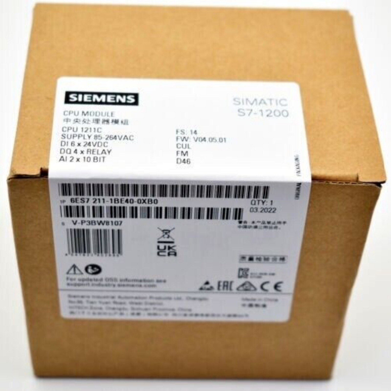 New Siemens SIMATIC S7-1200 CPU 1211C 6ES7211-1BE40-0XB0 6ES72111BE400XB0