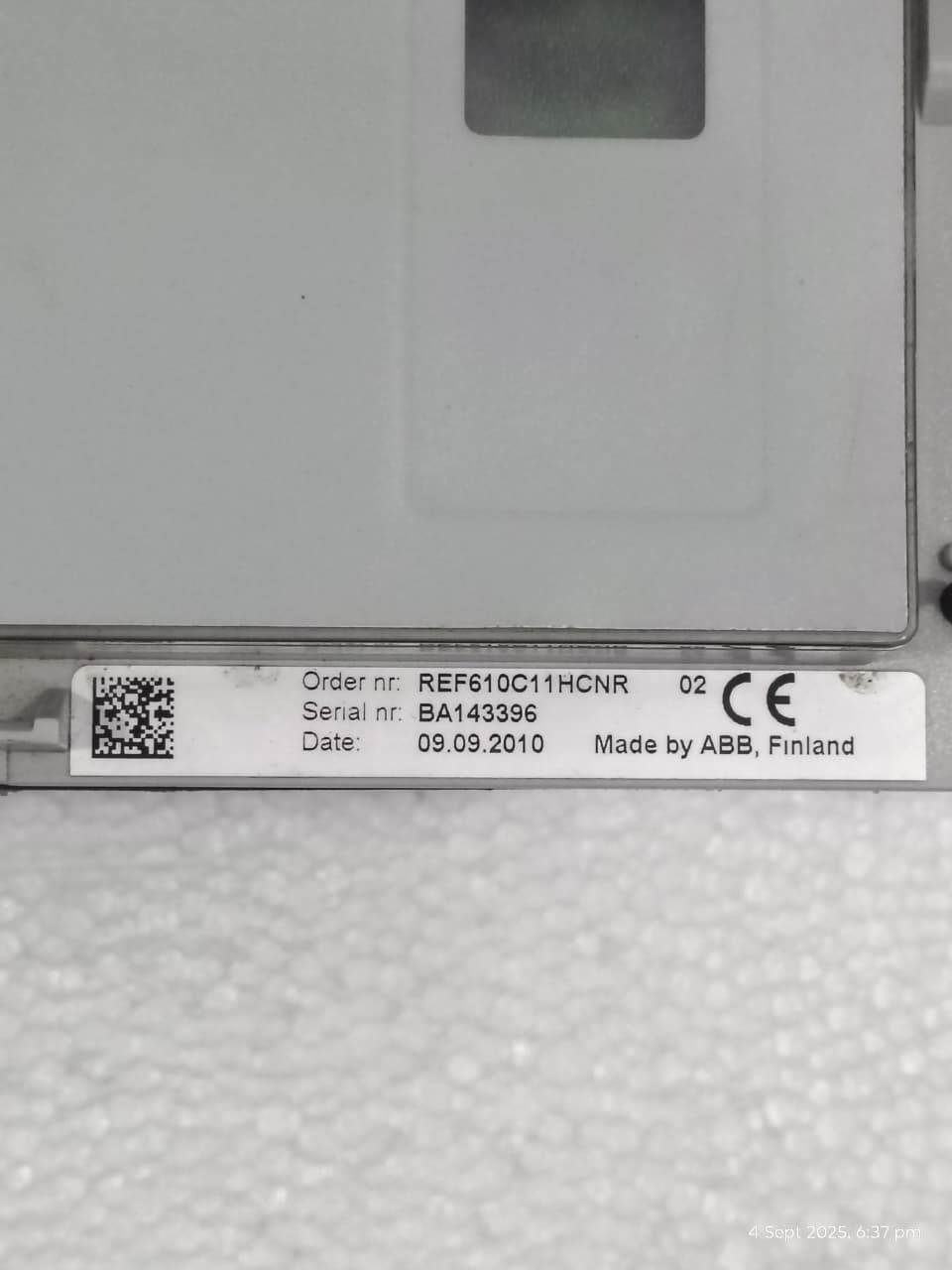 ABB REF610 RELAY / ABB REF610C11HCNR FEEDER PROTECTION RELAY/ MADE IN FINLAND