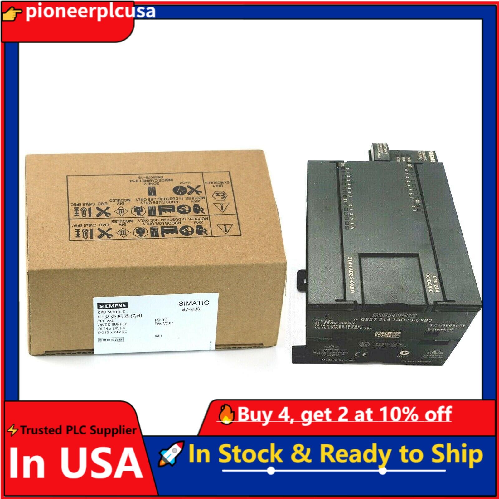 New Siemens 6ES7 214-1AD23-0XB0 6ES7214-1AD23-0XB0 SIMATIC S7-200, CPU 224