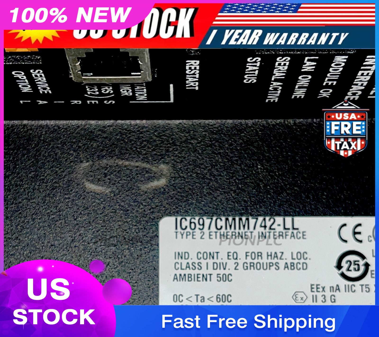 Fanuc IC697CMM742 IC697CMM742-LL Series Ethernet Interface Module US Free TAX