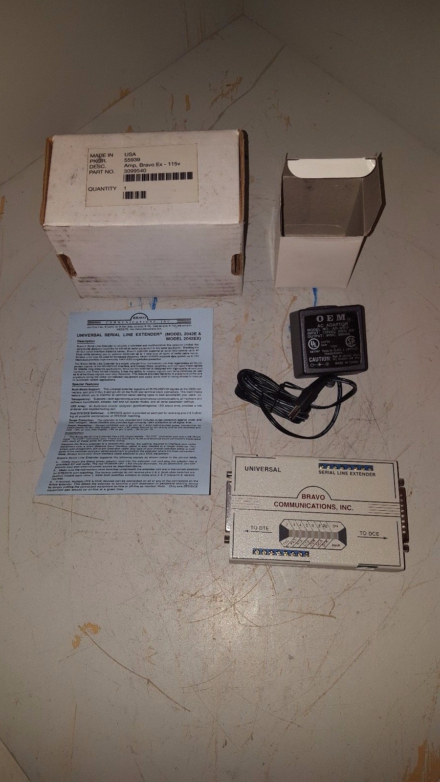 Bravo Communications Inc. Terminal Block w/ Adaptor, 115V, RJ45, 2042E, AD-0950