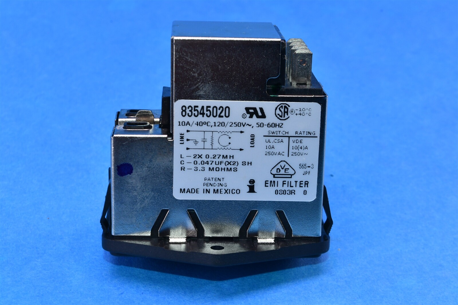 INTERPOWER Switch 83545020 – 10A Power Entry Module 120-250 Vac 50-60 HZ