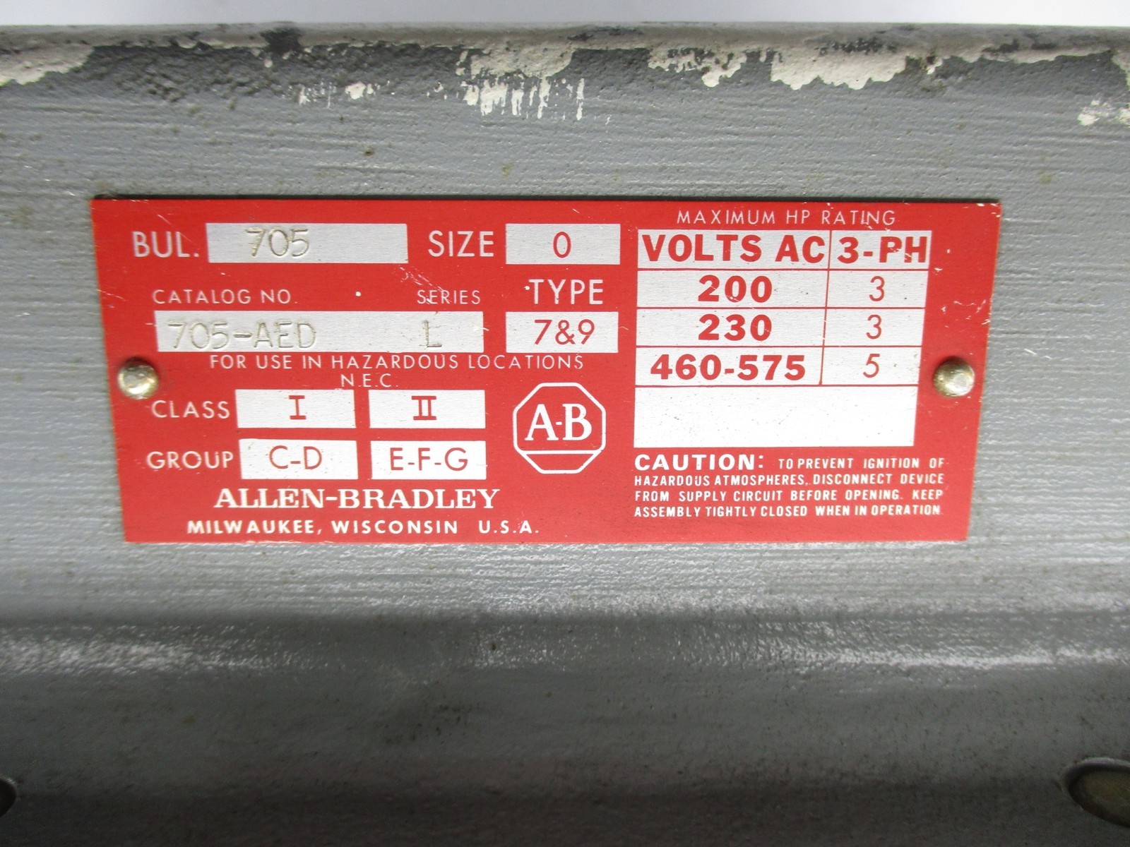 ALLEN BRADLEY 705-AED SER. L UNMP