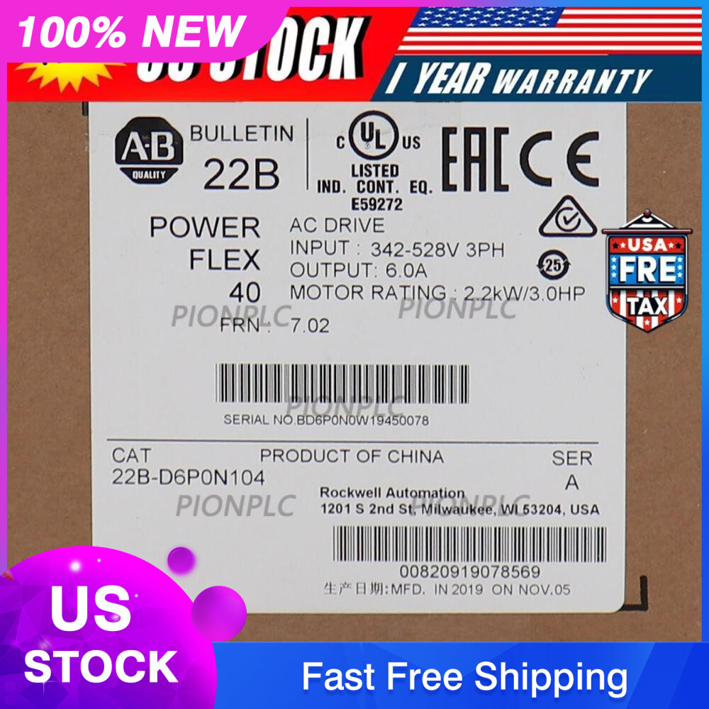 Allen-Bradley 22B-D6P0N104 PowerFlex 40- 2.2 kW 3 HP AC Drive 22BD6P0N104