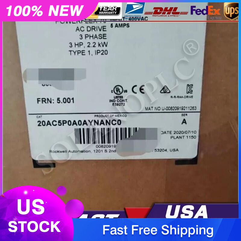 NEW AB PowerFlex 70 AC Drive 5 A At 2.2 KW 20A 20AC5P0A0AYNANC0 US Free Tax