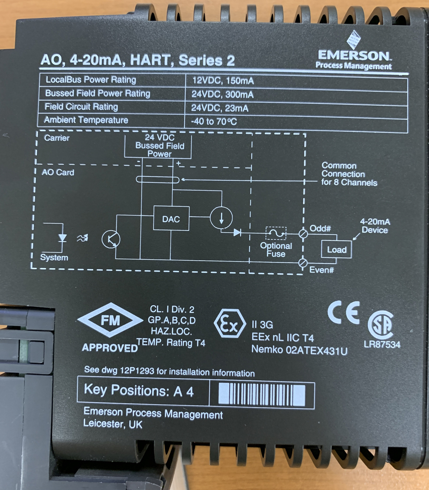 Emerson KJ3221X1-BA1 Analog Out Hart Series 2 Delta V with I/O Terminal Block