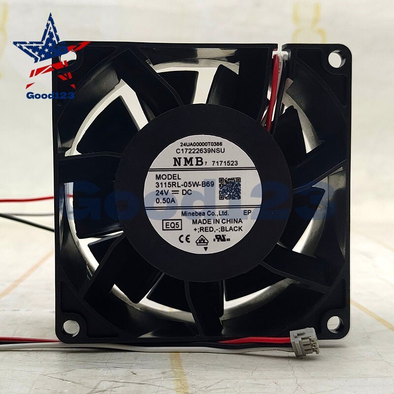 1PCS NEW NMB Fan 3115RL-05W-B69 DC24V 0.50A 8CM 8038 3-wire inverter fan