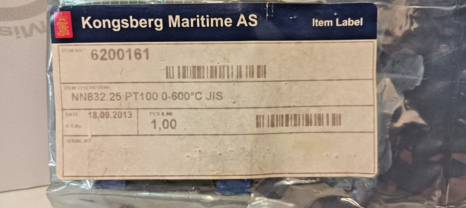 Kongsberg 6200161 NN832.25 PT100 PCB 0-600°C JIS SSU 8810 NOR Control New