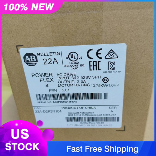 2022 New Allen Bradley 22A-D2P3N104 /A Powerflex 4 AC Drive 1HP Surplus SEALED