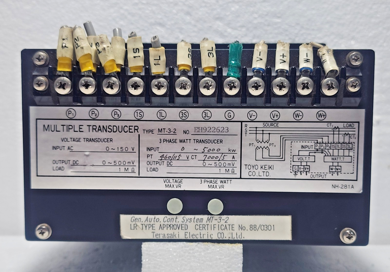TOYO KEIKI Voltage Transducer Multiple Transducer 3 Phase 440/110V MT-3-2 USED