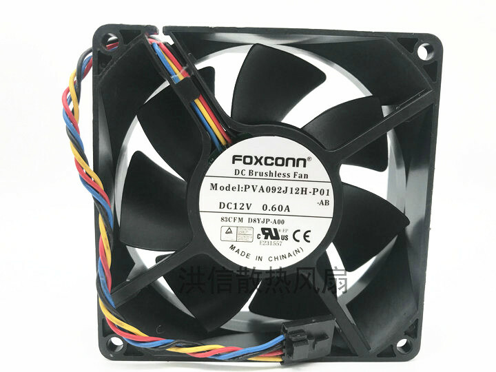 FOXCONN 9032 PVA092J12H-P01 DC12V 0.60A 9CM Temperature Control Cooling Fan #