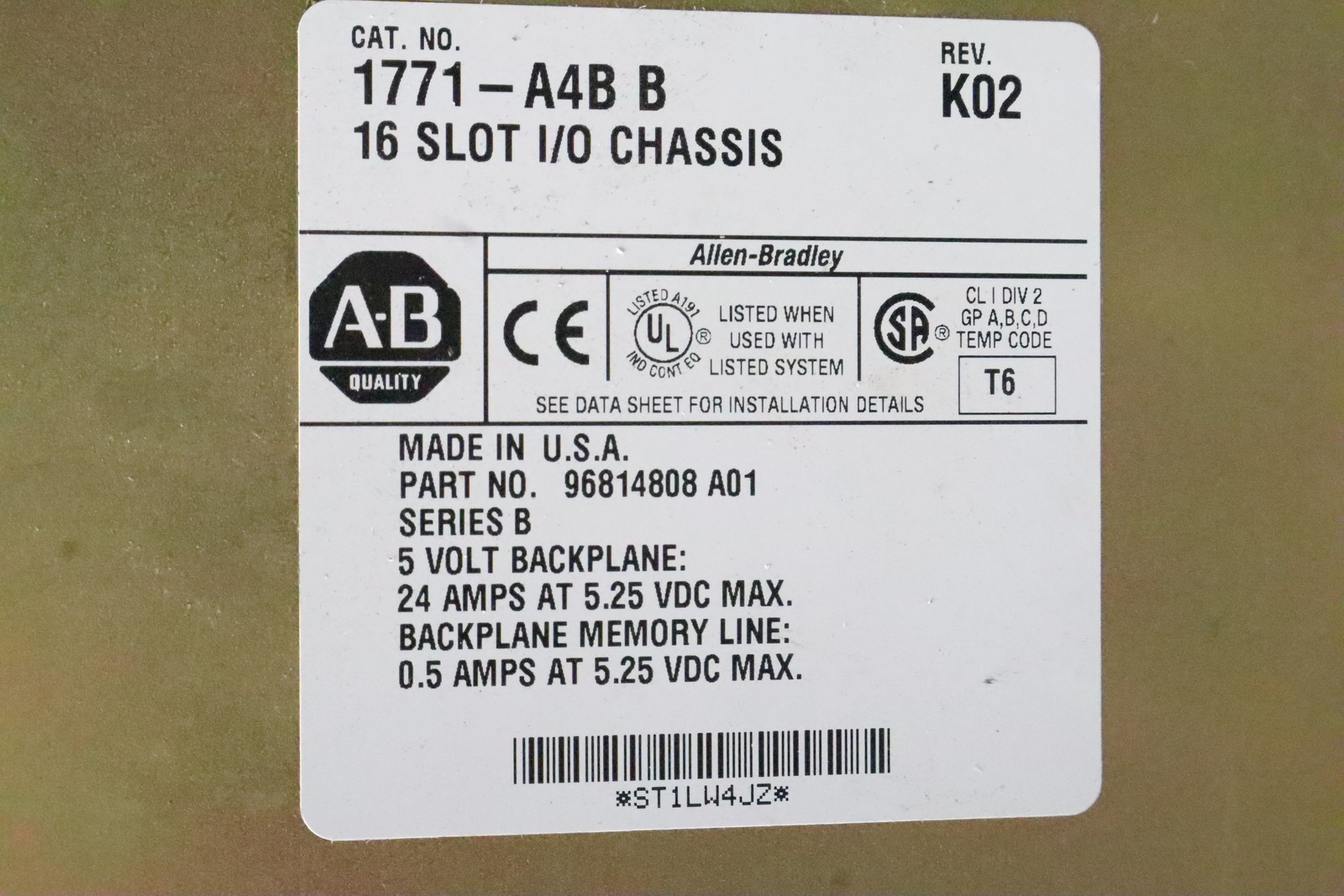 Allen Bradley 1771-A4B Ser B 1771-ASB/D (2) 1771-OAD/C & (5) 1771-IAD/D Used